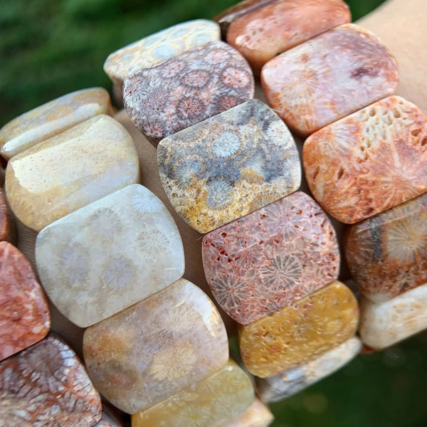Fossil Coral Gemstone Bracelet - Handcrafted Healing Jewelry | Brahmatells by Brahmatells