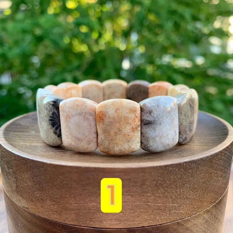 Fossil Coral Gemstone Bracelet - Handcrafted Healing Jewelry | Brahmatells by Brahmatells
