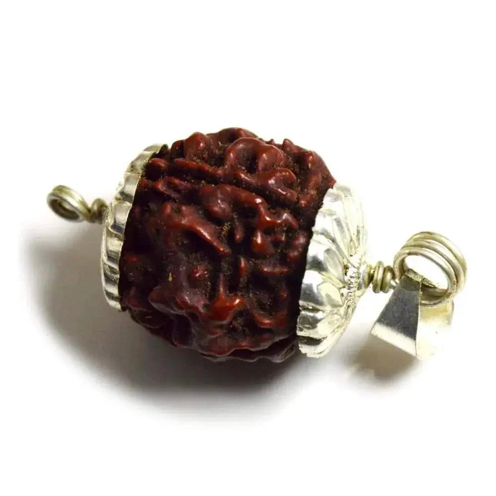 Four Mukhi Rudraksha Bead Silver Pendant - Wisdom of Brahma | Brahmatells by Brahmatells