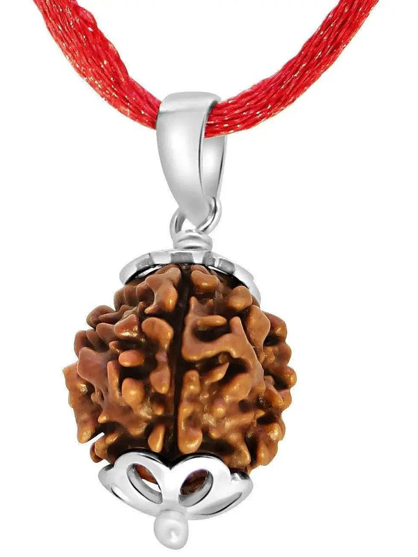 Four Mukhi Rudraksha Silver Pendant - Divine Wisdom of Brahma | Brahmatells by Brahmatells
