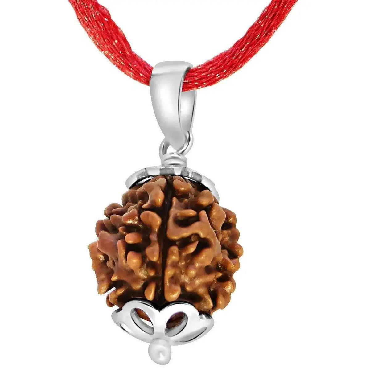 Four Mukhi Rudraksha Silver Pendant - Divine Wisdom of Brahma | Brahmatells by Brahmatells