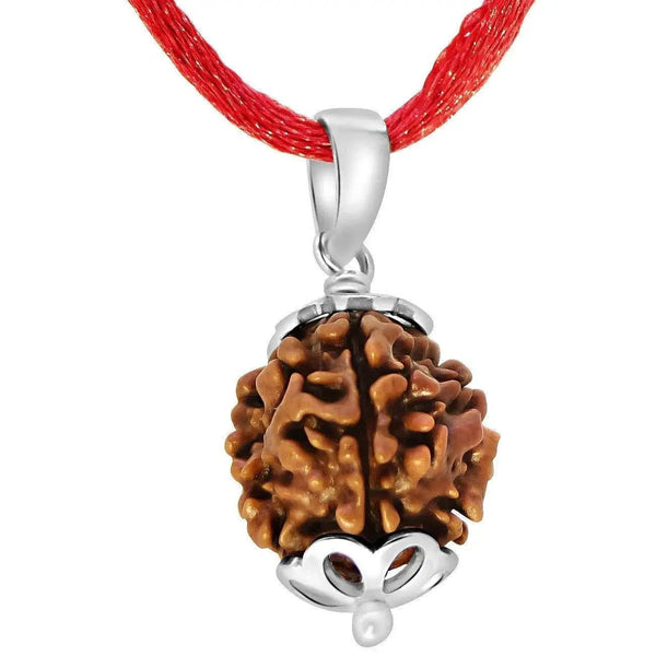 Four Mukhi Rudraksha Silver Pendant - Divine Wisdom of Brahma | Brahmatells by Brahmatells