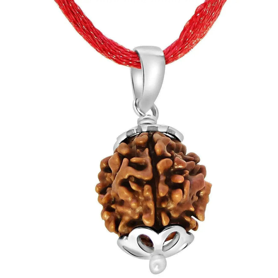 Four Mukhi Rudraksha Silver Pendant - Divine Wisdom of Brahma | Brahmatells by Brahmatells