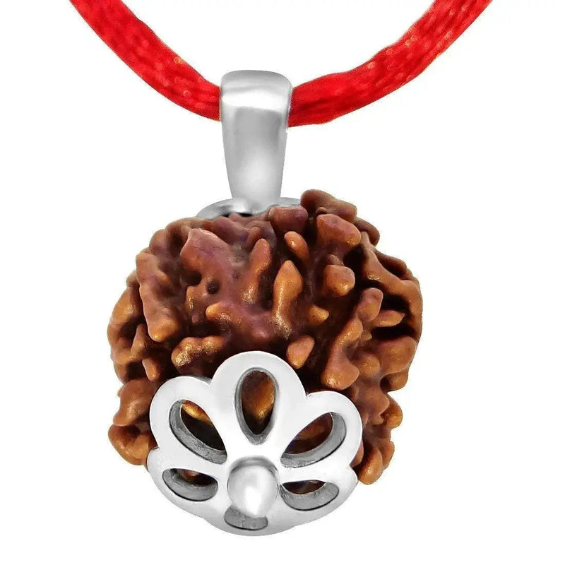 Four Mukhi Rudraksha Silver Pendant - Divine Wisdom of Brahma | Brahmatells by Brahmatells