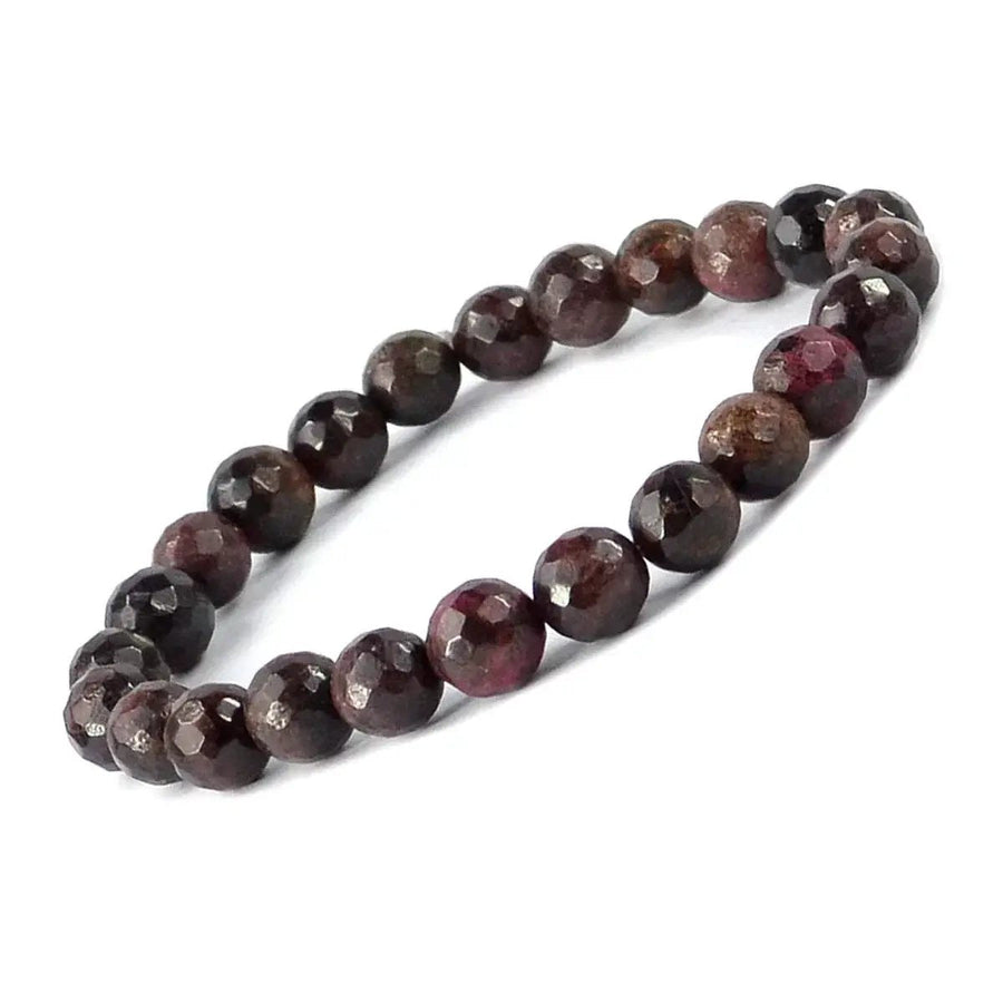 Garnet Diamond Cut Bracelet - 8mm Beads for Reiki Healing by Brahmatells