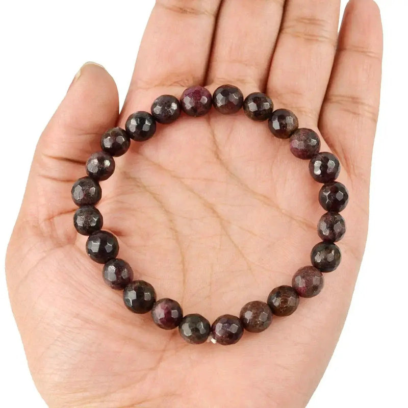 Garnet Diamond Cut Bracelet - 8mm Beads for Reiki Healing by Brahmatells