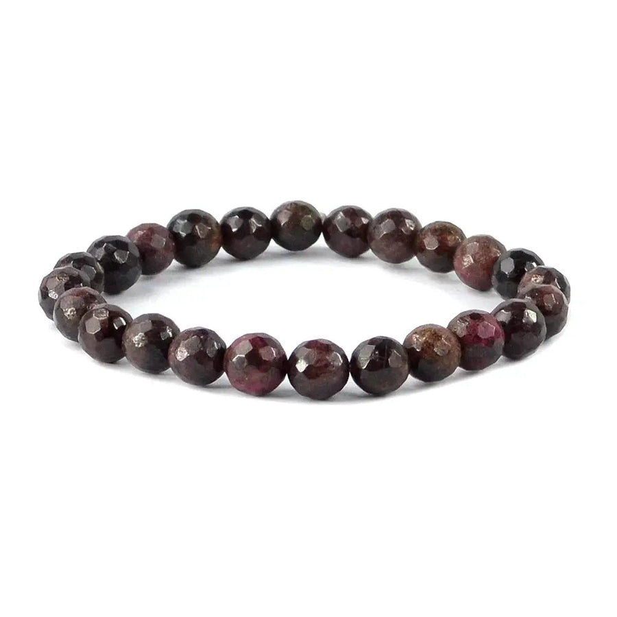 Garnet Diamond Cut Bracelet - 8mm Beads for Reiki Healing by Brahmatells