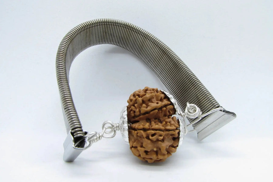 Gauri Shankar Rudraksha Bracelet with Silver Pendant - Harmony & Spiritual Connection | Brahmatells by Brahmatells
