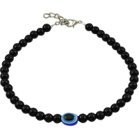Glass Oxidized Metal Evil Eye Anklet by Brahmatells