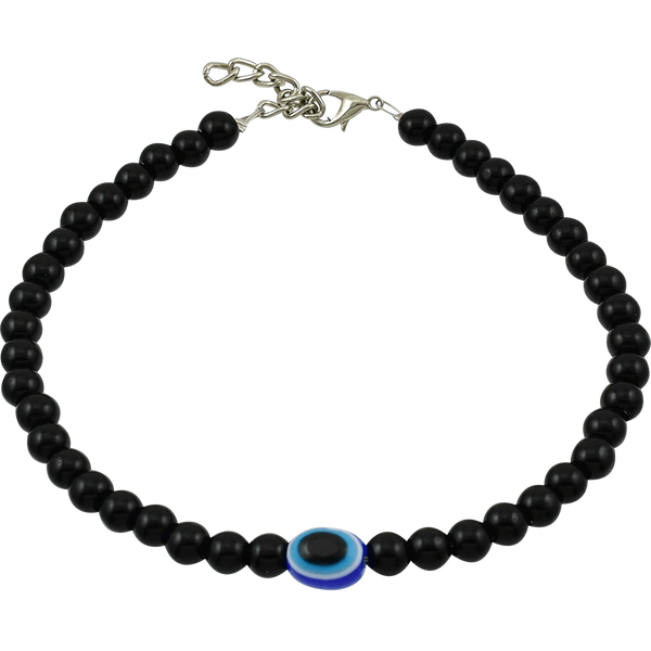 Glass Oxidized Metal Evil Eye Anklet by Brahmatells