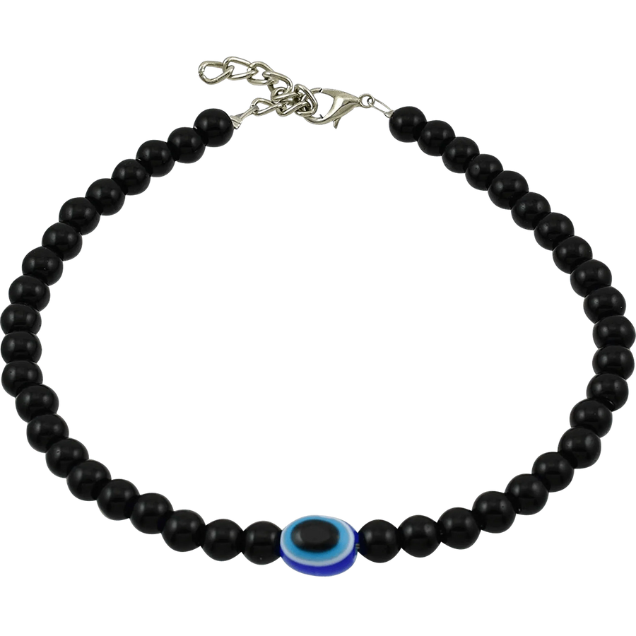 Glass Oxidized Metal Evil Eye Anklet by Brahmatells