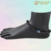 Glass Oxidized Metal Evil Eye Anklet by Brahmatells