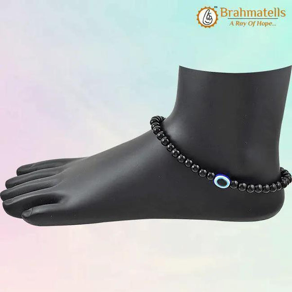 Glass Oxidized Metal Evil Eye Anklet by Brahmatells