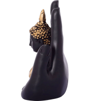 Golden Handcrafted Buddha Palm Decorative Showpiece - 18 cm (Polyresin, Gold, Black) by Brahmatells