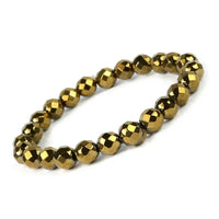 Golden Hematite Diamond Cut Bracelet - 8mm Beads for Reiki Healing by Brahmatells