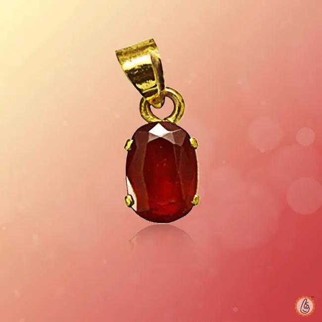 Golden Hessonite Gomed Oval Pendant - Saturn's Elegance | Brahmatells by Brahmatells