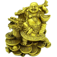 Golden Laughing Buddha On Dragon Tortoise by Brahmatells