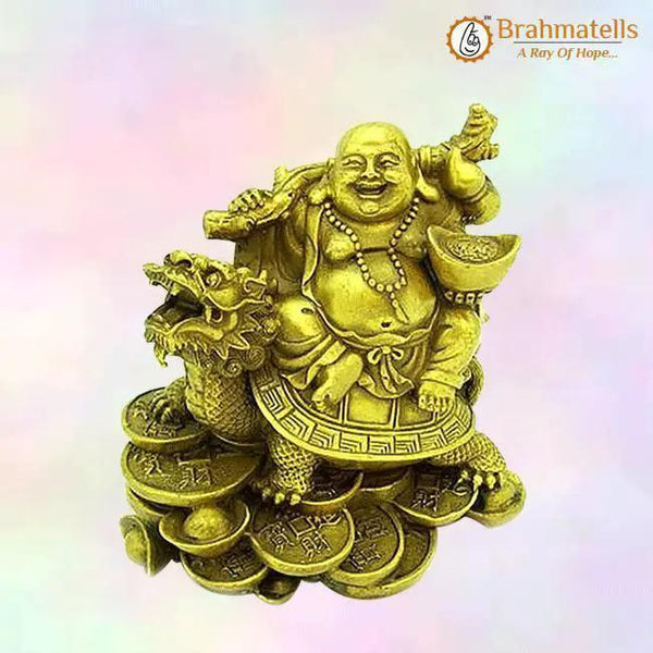 Golden Laughing Buddha On Dragon Tortoise by Brahmatells