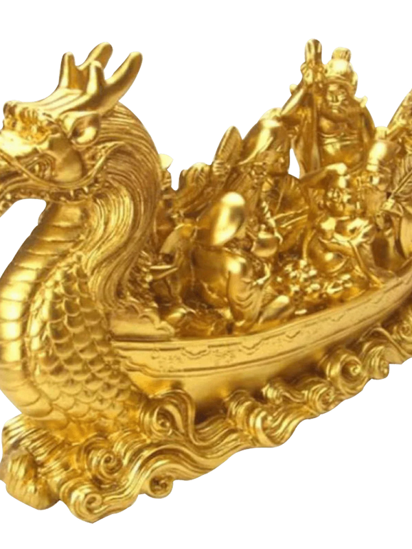 Golden Polyresin Feng Shui Dragon Wealth Ship by Brahmatells