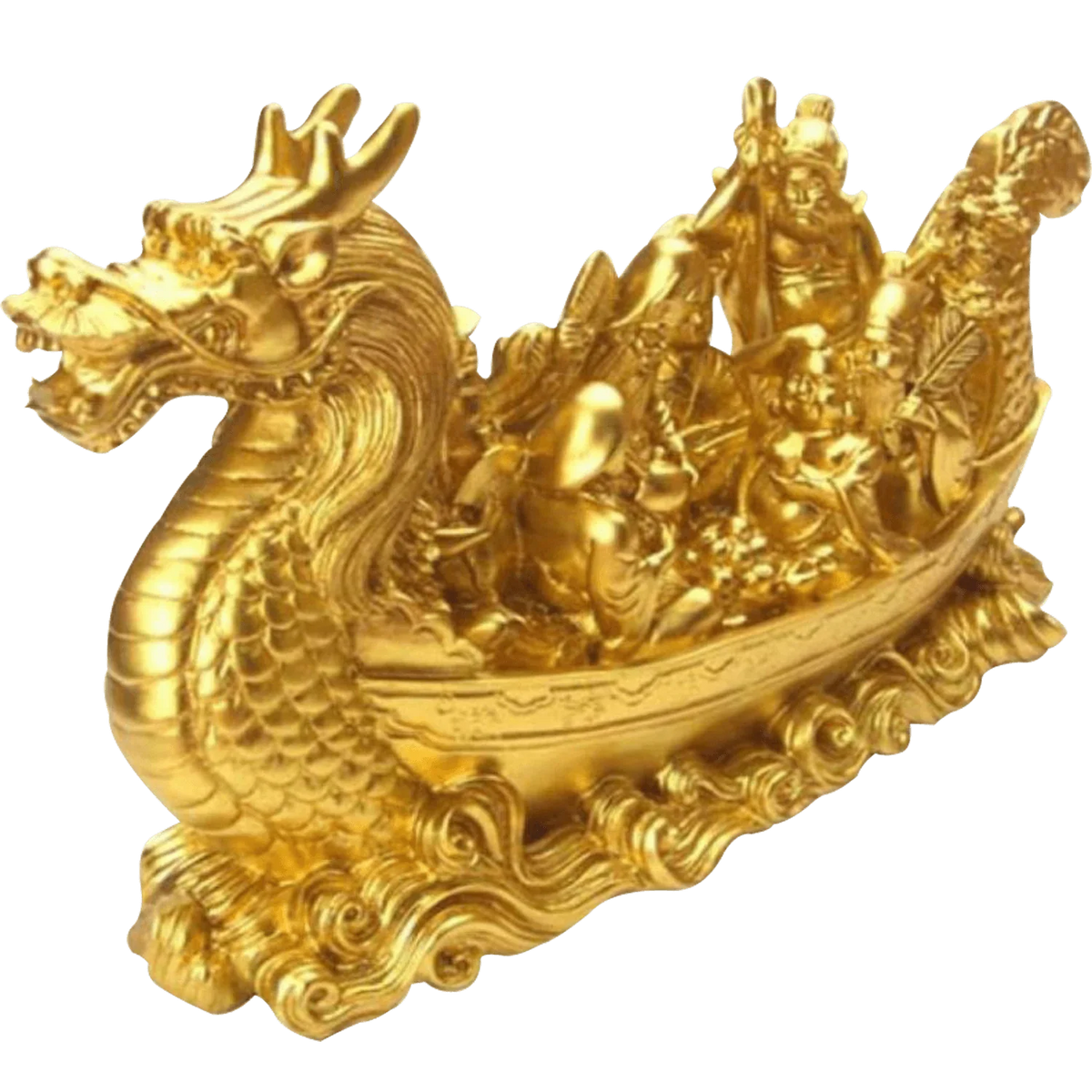 Golden Polyresin Feng Shui Dragon Wealth Ship by Brahmatells