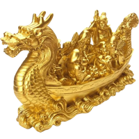 Golden Polyresin Feng Shui Dragon Wealth Ship by Brahmatells
