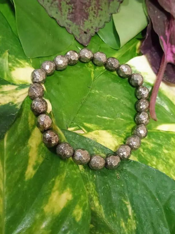 Golden Pyrite Diamond Cut Bracelet - Stretchable for Astrology & Meditation by Brahmatells