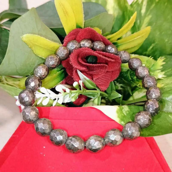 Golden Pyrite Diamond Cut Bracelet - Stretchable for Astrology & Meditation by Brahmatells