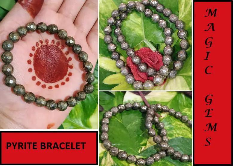 Golden Pyrite Diamond Cut Bracelet - Stretchable for Astrology & Meditation by Brahmatells