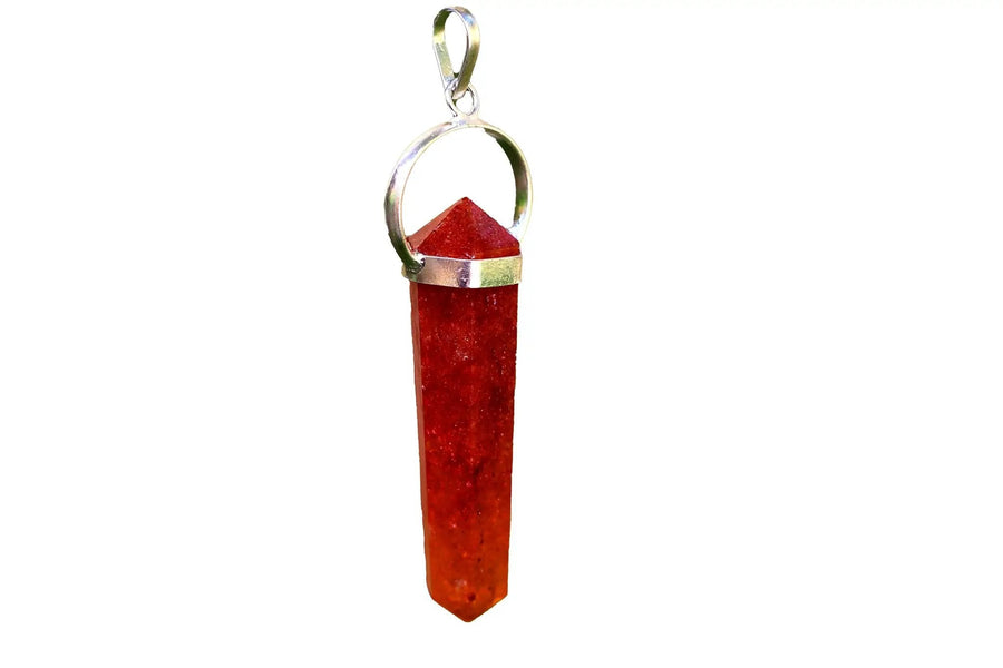Golden Quartz Crystal Double-Sided Pendant - Energizing Elegance | Brahmatells by Brahmatells