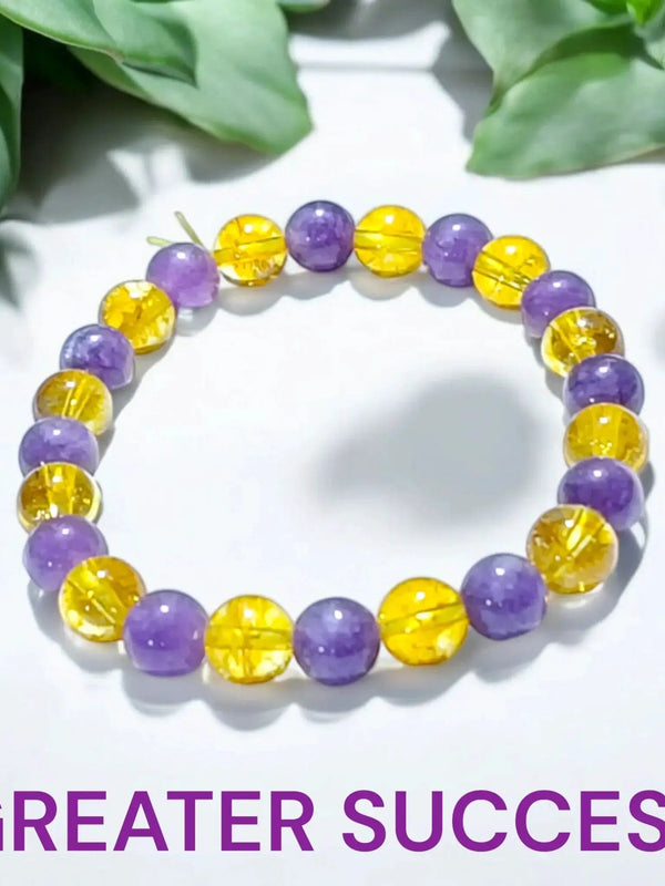 Greater Success Bracelet - Citrine & Amethyst for Focus & Positivity by Brahmatells