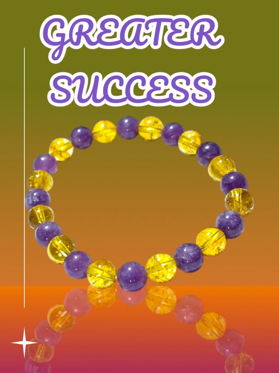 Greater Success Bracelet - Citrine & Amethyst for Focus & Positivity by Brahmatells