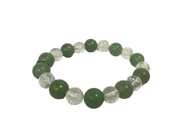 Green Aventurine & Clear Quartz Bracelet for Prosperity & Healing | Brahmatells by Brahmatells