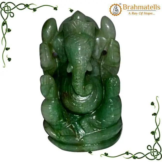 Green Aventurine Ganesha Idol for Prosperity & Obstacle Removal | Brahmatells by Brahmatells