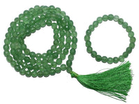 Green Aventurine Mala & Bracelet Set - 8mm Diamond Cut Beads by Brahmatells
