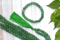Green Aventurine Mala & Bracelet Set - 8mm Diamond Cut Beads by Brahmatells