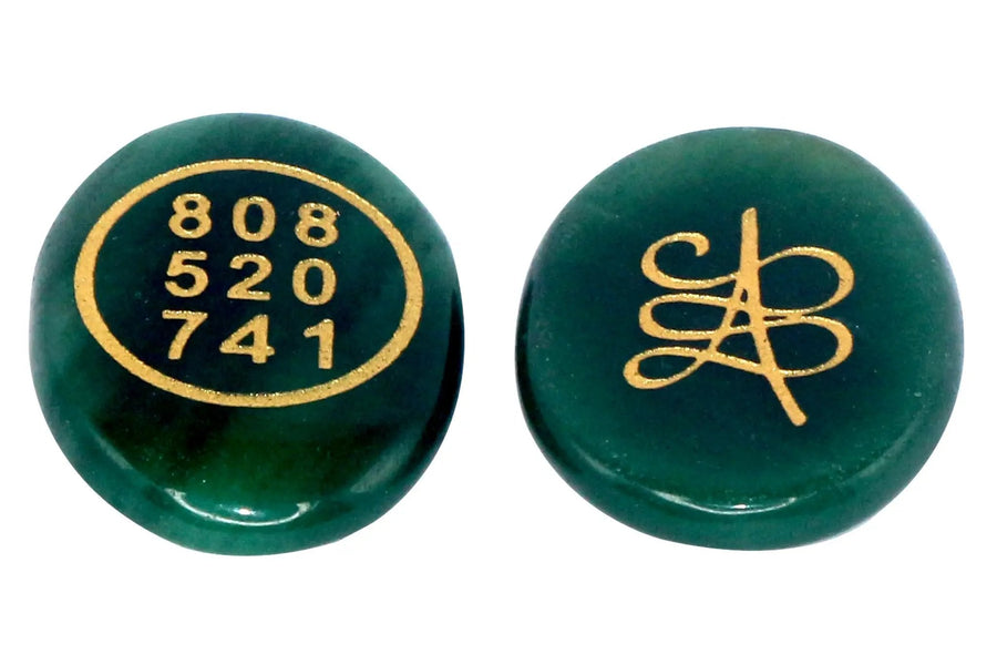 Green Aventurine Tumble With Zibu Symbol by Brahmatells