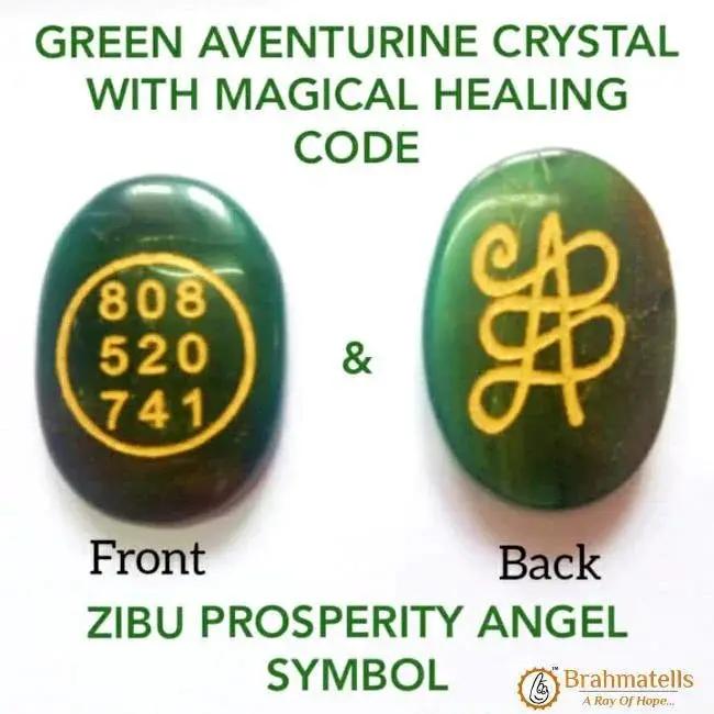 Green Aventurine Tumble With Zibu Symbol by Brahmatells