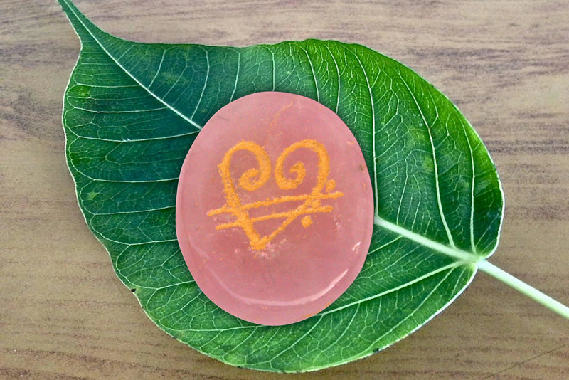 Green Aventurine With the Zibu Symbol & Rose Quartz Tumble by Brahmatells