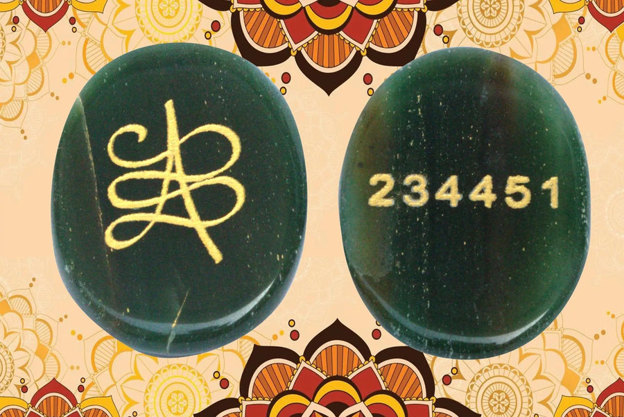 Green Aventurine with Zibu Symbol and Money Code Combo by Brahmatells