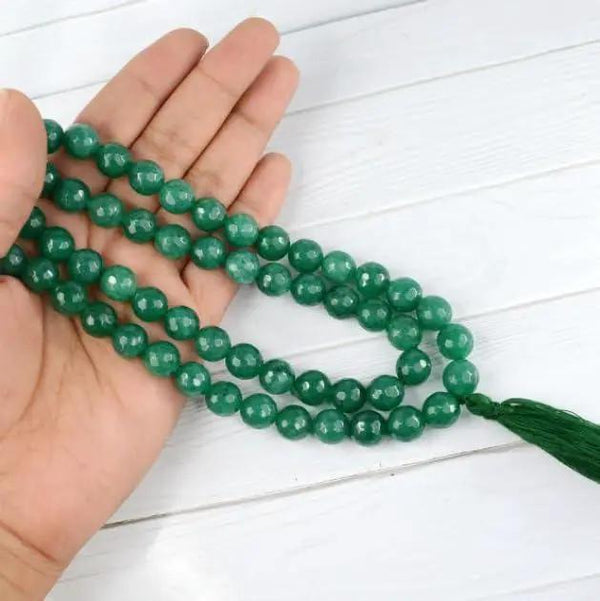 Green Hakik Stone Original Mala - 108+1 Beads for Astrology by Brahmatells