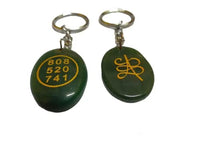 Green Jade Crystal Stone Money Switch Word Zibu Symbol Key Chain by brahmatells
