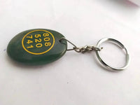 Green Jade Crystal Stone Money Switch Word Zibu Symbol Key Chain by brahmatells