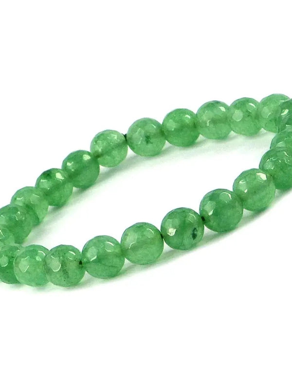 Green Jade Diamond Cut Bracelet - 8mm Beads for Reiki Healing by Brahmatells
