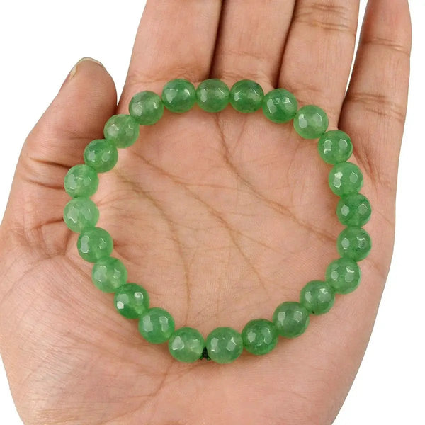 Green Jade Diamond Cut Bracelet - 8mm Beads for Reiki Healing by Brahmatells