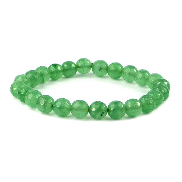 Green Jade Diamond Cut Bracelet - 8mm Beads for Reiki Healing by Brahmatells