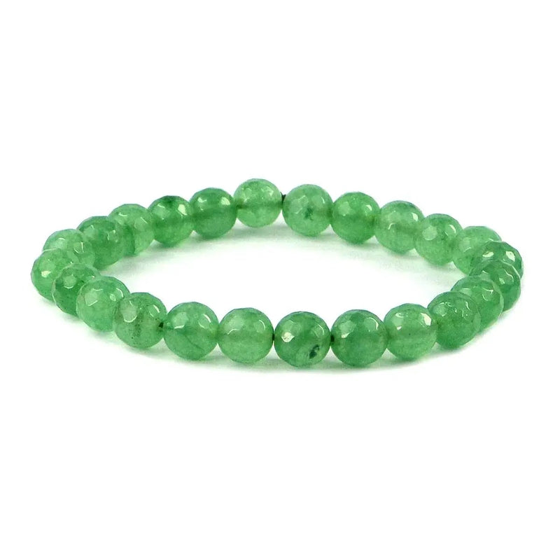 Green Jade Diamond Cut Bracelet - 8mm Beads for Reiki Healing by Brahmatells