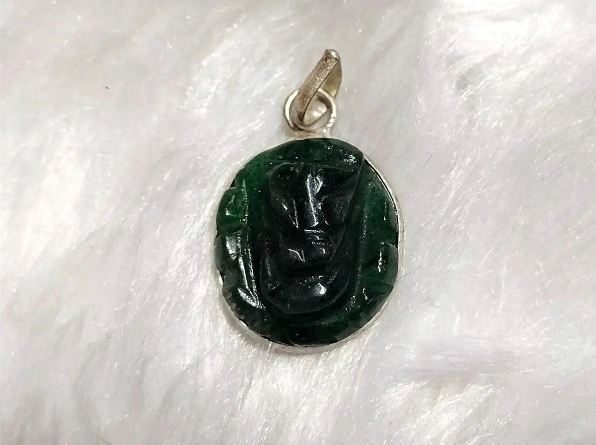Green Jade Ganesha Healing Pendant for Serenity & Protection | Brahmatells by Brahmatells