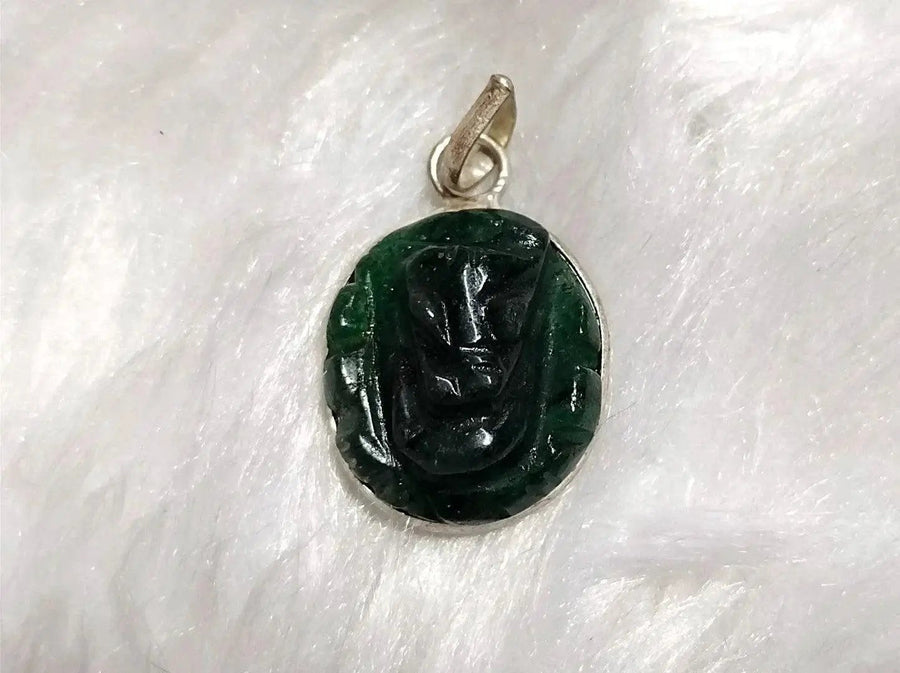 Green Jade Ganesha Healing Pendant for Serenity & Protection | Brahmatells by Brahmatells