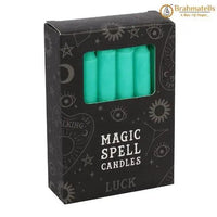 Green Wealth Spell Candles pack of 10 by Brahmatells