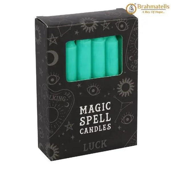 Green Wealth Spell Candles pack of 10 by Brahmatells
